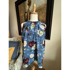 NWT Erdem Blue Floral Sleeveless Blouse M